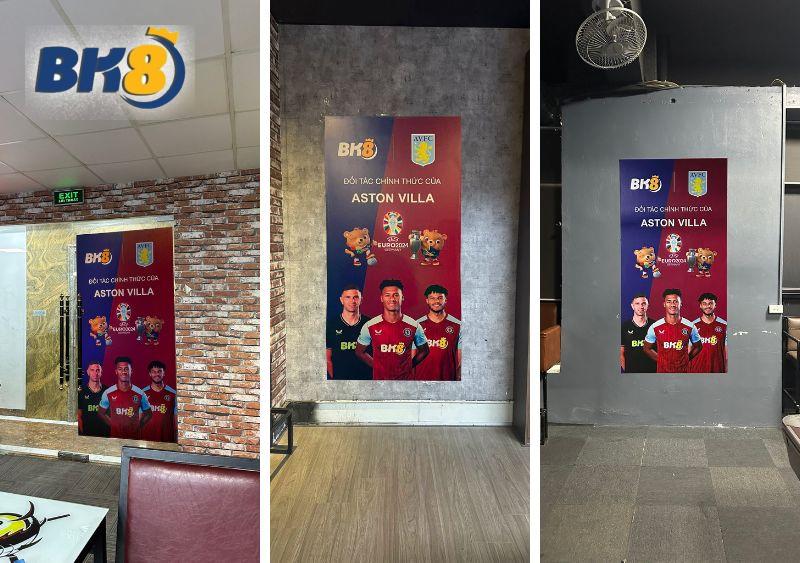 Hình ảnh các quán bida treo ảnh banner BK8 x Aston Villa tại Hà Nội